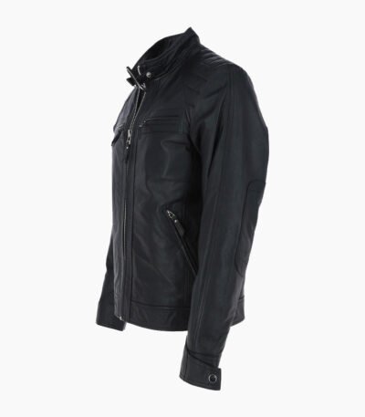 Men's Leather Biker Jacket Black Charlotte