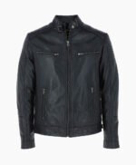 Men's Leather Biker Jacket Black Dallas