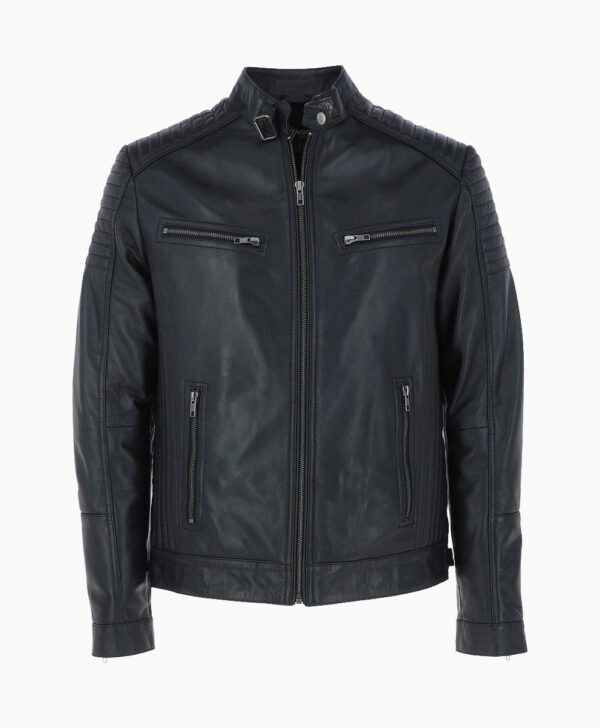 Men's Leather Biker Jacket Black Dallas