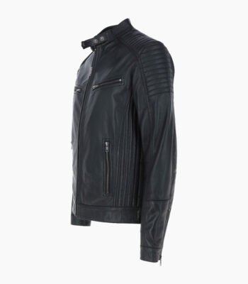 Men's Leather Biker Jacket Black Dallas