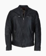 Men's Leather Biker Jacket Black Jackson