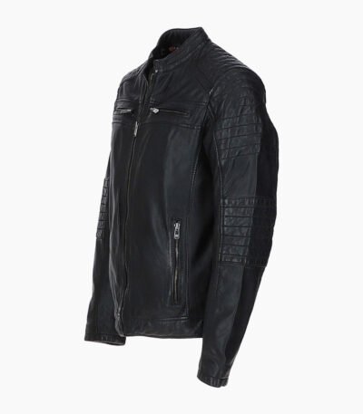 Men's Leather Biker Jacket Black Jackson