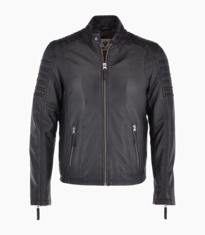 Men's Leather Biker Jacket Black Phoenix