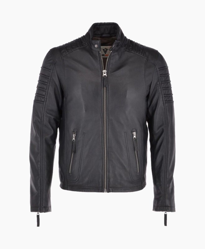 Men's Leather Biker Jacket Black Phoenix