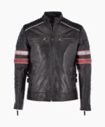 Men's Leather Biker Jacket Black San Diego
