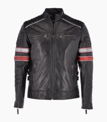 Men's Leather Biker Jacket Black San Diego