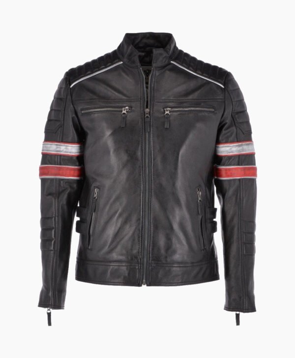 Men's Leather Biker Jacket Black San Diego