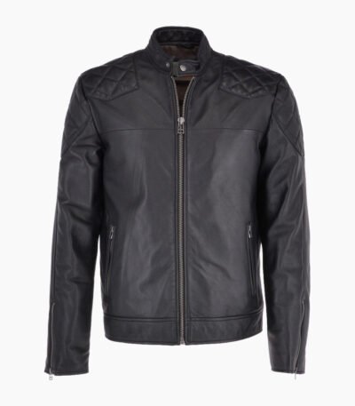 Men's Leather Biker Jacket Black Seattle