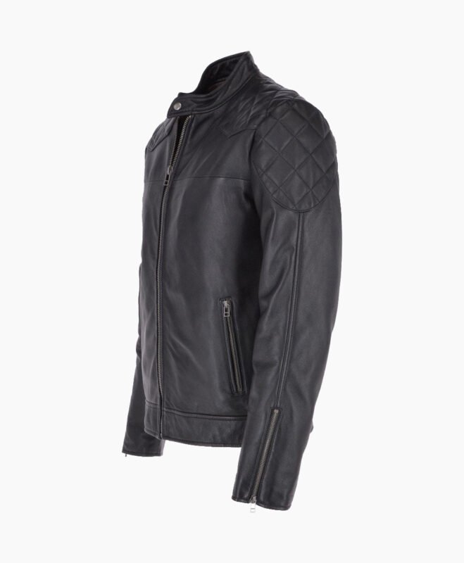 Men's Leather Biker Jacket Black Seattle