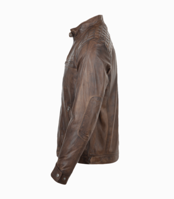 Men's Leather Biker Jacket Brown Charlotte