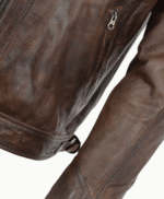 Men's Leather Biker Jacket Brown Charlotte