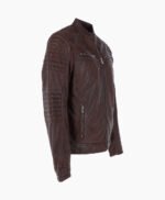 Men's Leather Biker Jacket Brown Jackson