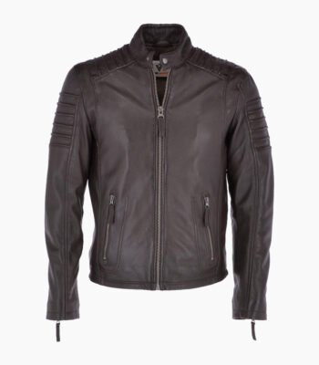 Men's Leather Biker Jacket Brown Phoenix