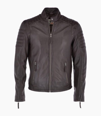 Men's Leather Biker Jacket Brown Phoenix