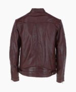 Men's Leather Biker Jacket Burgundy Dallas