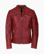 Men's Leather Biker Jacket Red Jackson