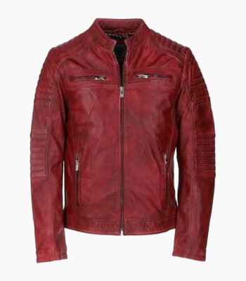 Men's Leather Biker Jacket Red Jackson
