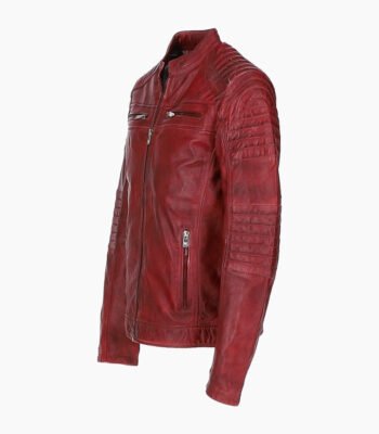 Men's Leather Biker Jacket Red Jackson