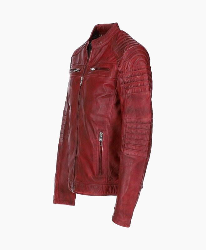 Men's Leather Biker Jacket Red Jackson