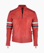 Men's Leather Biker Jacket Red San Diego