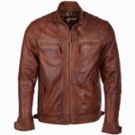Men's Leather Biker Jacket Tan Charlotte