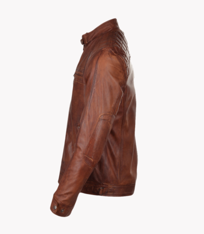 Men's Leather Biker Jacket Tan Charlotte