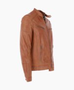 Men's Leather Biker Jacket Tan Dallas