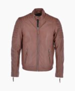 Men's Leather Biker Jacket Tan Phoenix