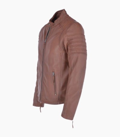 Men's Leather Biker Jacket Tan Phoenix