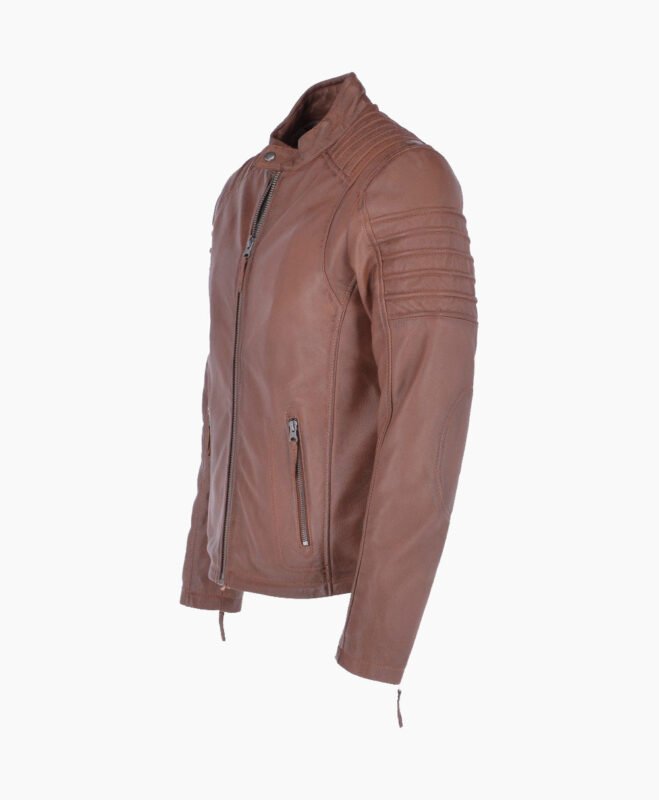 Men's Leather Biker Jacket Tan Phoenix