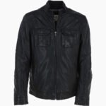 Men's Leather Jacket Black Austin