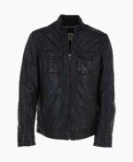Men's Leather Jacket Black Austin