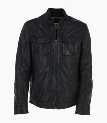 Men's Leather Jacket Black Austin