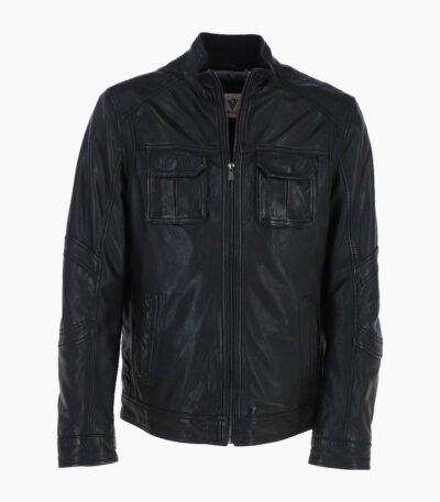 Men's Leather Jacket Black Austin