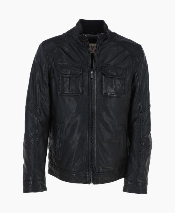 Men's Leather Jacket Black Austin