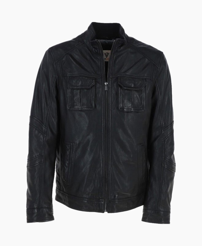 Men's Leather Jacket Black Austin