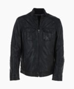 Men's Leather Jacket Black Austin