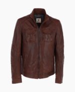 Men's Leather Jacket Brown Austin
