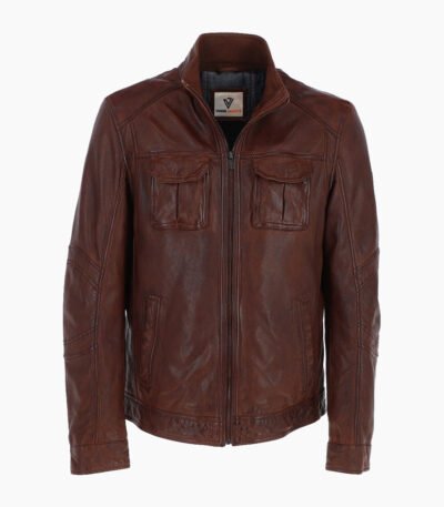 Men's Leather Jacket Brown Austin