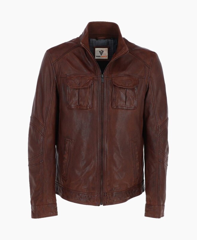 Men's Leather Jacket Brown Austin
