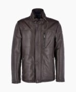Men's Leather Jacket Dark Brown Houston