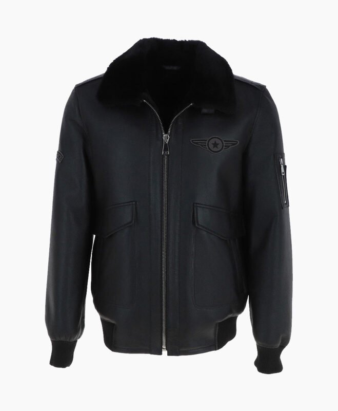 Men's Sheepskin Pilot Jacket Black Air Force