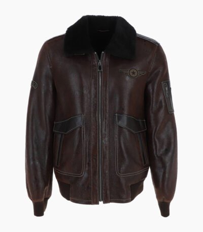 Men's Sheepskin Pilot Jacket Brown Air Force