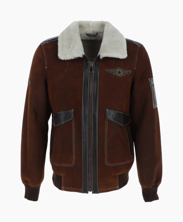 Men's Sheepskin Pilot Jacket Buff Brown Air Force