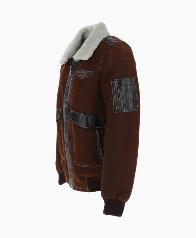 Men's Sheepskin Pilot Jacket Buff Brown Air Force