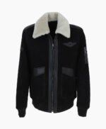 Men's Sheepskin Pilot Jacket Black Cream Air Force