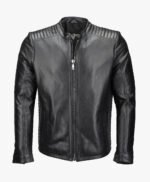 Men's Leather Biker Jacket Black Detroit