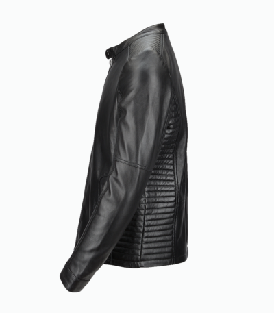 Men's Leather Biker Jacket Black Detroit