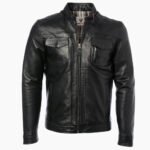 Men's Leather Biker Jacket Black Milwaukee