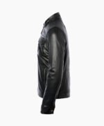 Men's Leather Biker Jacket Black Milwaukee